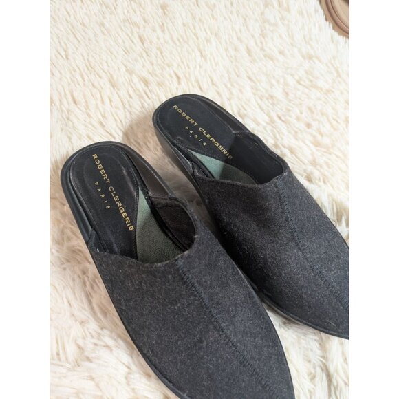 Robert Clergerie Paris Black Felt Slip-On Mules Platform Sole Shoes Size 39 - Picture 3 of 11